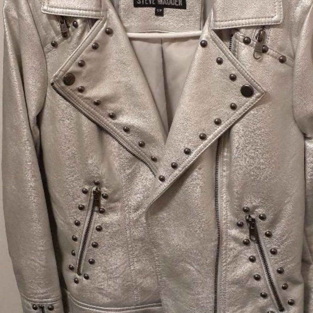 Silver Biker Jacket - Size S/P